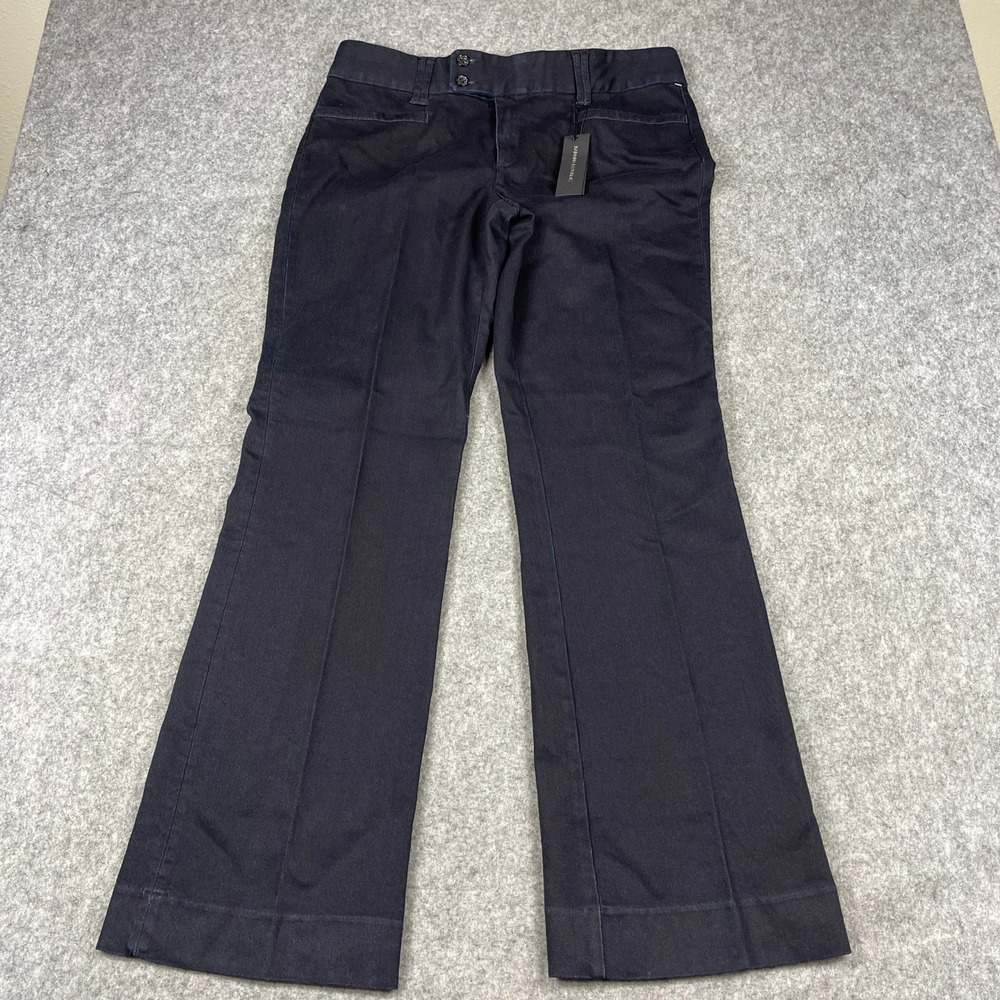 Banana Republic Sloan Fit Flare Pants Navy Blue Low Rise Stretch Size 12 NWT